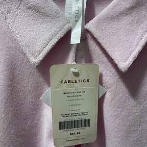Fabletics Pink Terry Collared Button-Up Top